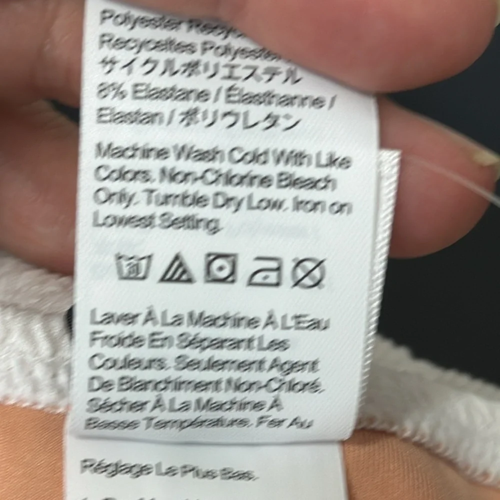 J. Crew Ribbed Curved Waist Cheeky String Bikini Bottom Women's L White New 7867